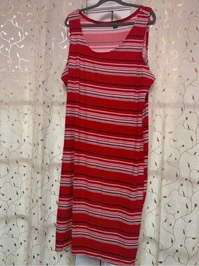 Love Red and White Striped Sleeveless Dress